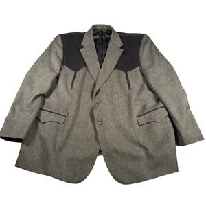 Circle S Western Blazer Mens 56L Grey Black Contrast Yoke Sport Coat Jacket